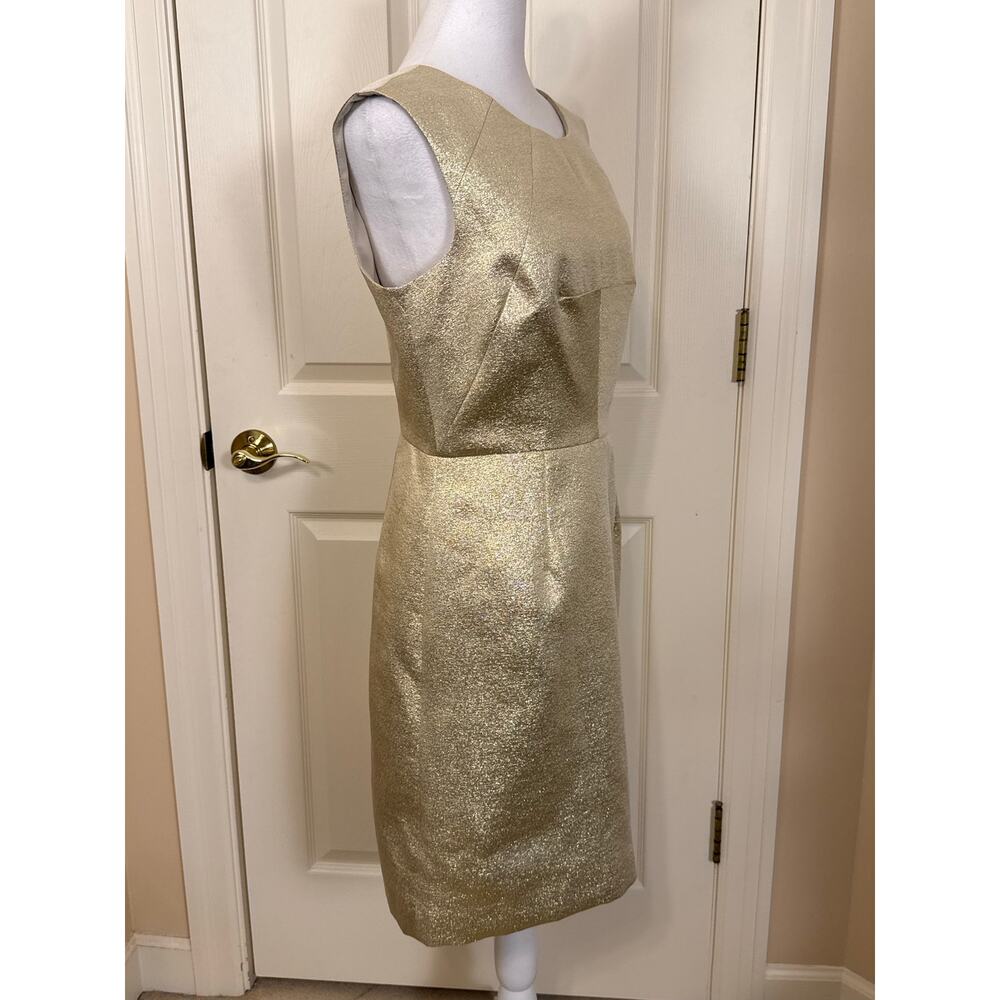 NWT Shoshanna Gold Metallic Sheath Dress Holiday Cocktail Party Size 8 - Picture 3 of 10